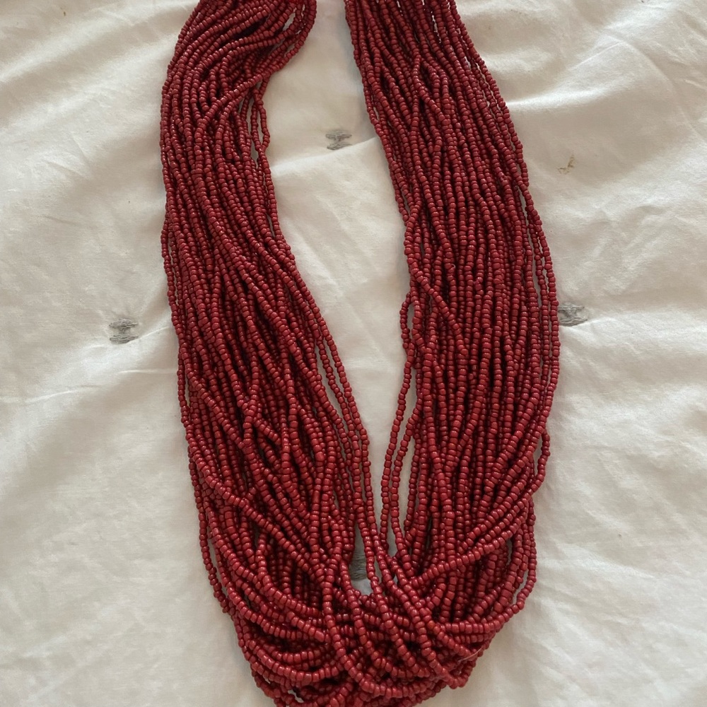 Cranberry beaded necklace